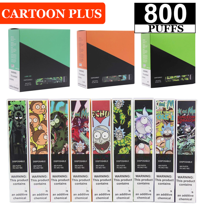

Cartoon Rick Plus Disposable Electronic Cigarettes 800 Puffs 550mAh Battery Vape Pen 3.2ml Pods Cartridge E Cigarette Device UPS DPD