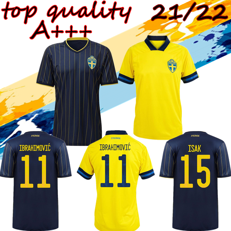 

2021 22 Sweden National Team IBRAHIMOVIC FORSBERG Men Soccer Jerseys LARSSON EKDAL ISAK 2122 Home Away Football Shirts Adult Short Sleeve, Black;yellow