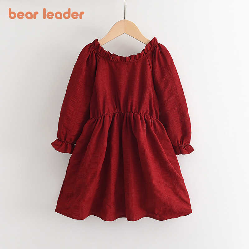 

Bear Leader Spring Fashion Girls Casual Dresses Kids Girl Pleat Costumes Children Princess Cute Solid Vestidos For 3-7Y 210708, Az2549wine red