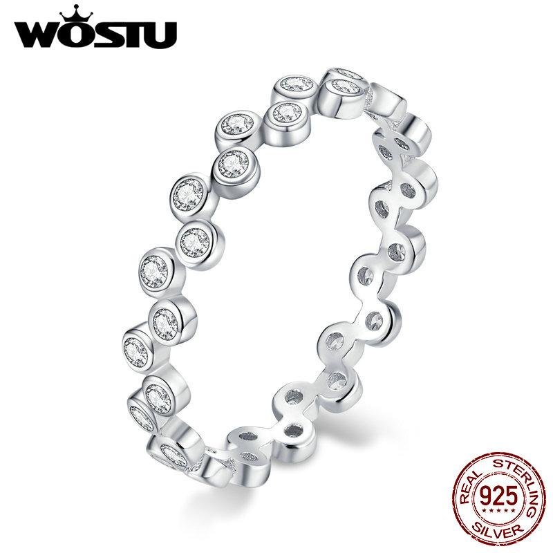

Cluster Rings WOSTU Silver Stackable Ring Sterling 925 Clear CZ Zircon Finger For Women Wedding Anniversary Jewelry CTR123