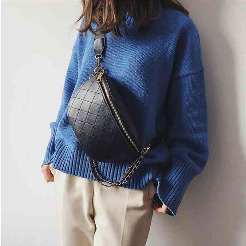 

fashion waist womens fanny bag packs belt pu material chest phone pocket lingge female bum package purse