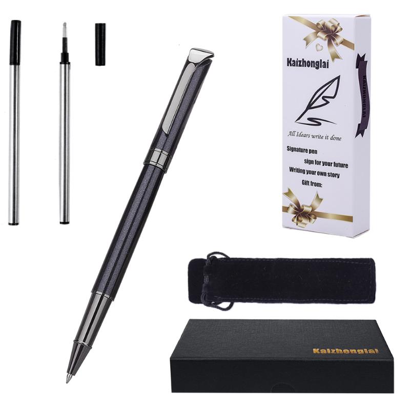 

Ballpoint Pens Metal Pen Gift Set 0.5 Mm Black Luxury Custom Logo Advertising Ball For School Student Stationery Office, Blue;orange