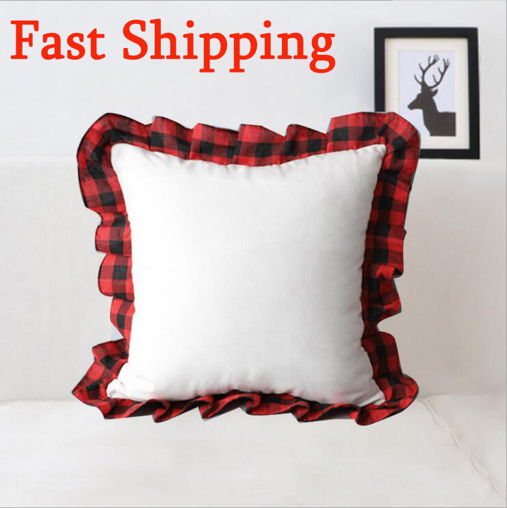 

Sublimation Blank Pillow Case Red Lattice DIY Heat Transfer Printing Cushion Cover Throw Sofa Pillowcover Home Decor, 45*45cm