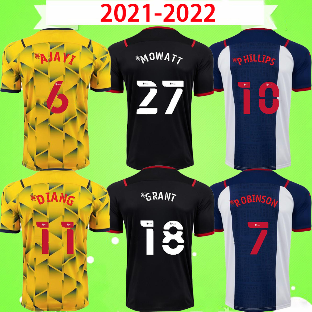 

21 22 WEST BROM home soccer jerseys 2021 2022 away third football shirt camiseta de futbol BROMWICH ALBION Robson Kanu uniform, Black;yellow