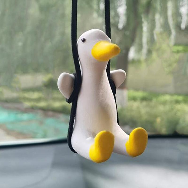 

Interior Decorations Gypsum Cute Anime Car Accessories Swing Duck Pendant Auto Rearview Mirror Ornaments Birthday Gift Decoration Fragrance