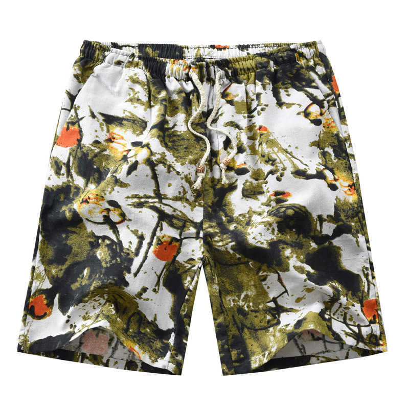 2021 Fashion Linen Printed Beach Men&#039;s Large Casual Pants-image-701760983