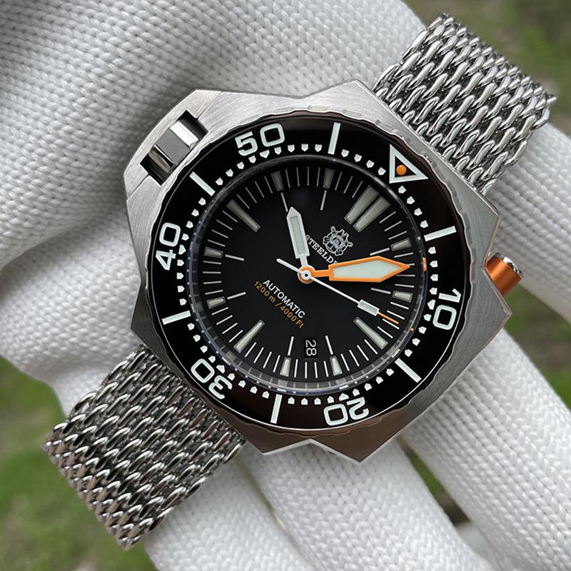 

Wristwatches STEELDIVE 1969 Ploprof Diver Watch Mens Mechanical Automatic NH35 SD1969 BGW9 Luminous 1200M Waterproof Watches Man, B-rubber-logo
