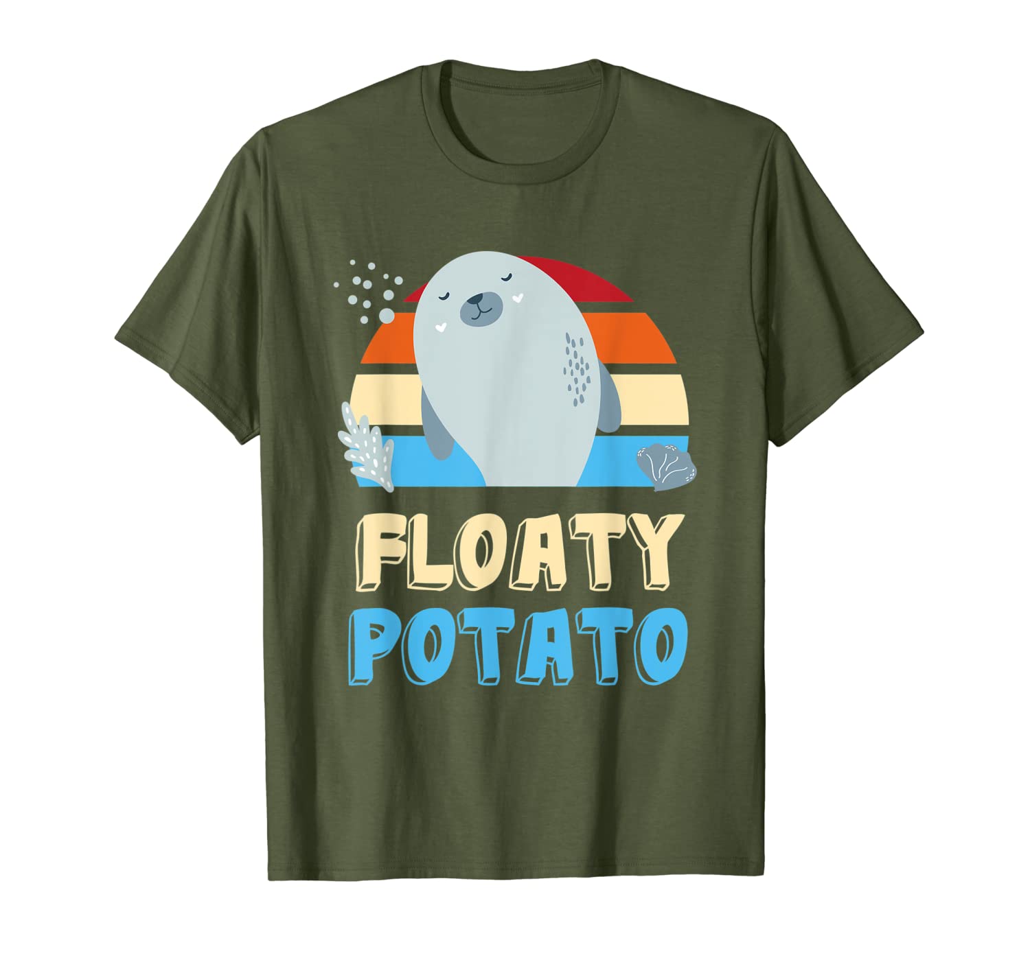 

floaty potato cute funny manatee manatees lover gift t-shirt, White;black