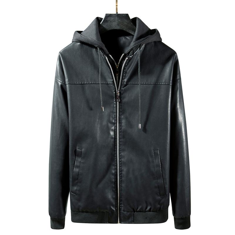 

Men's Fur & Faux 2021 Casual Leather Coats Fashion PU Jacket Clothing, Black