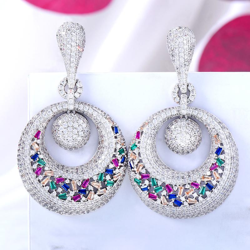 

Dangle & Chandelier Blachette 2022 Ttrendy Exquisite Hollow Multicolor Geometric Zirconia Earrings Women's Party Daily Anniversary Je