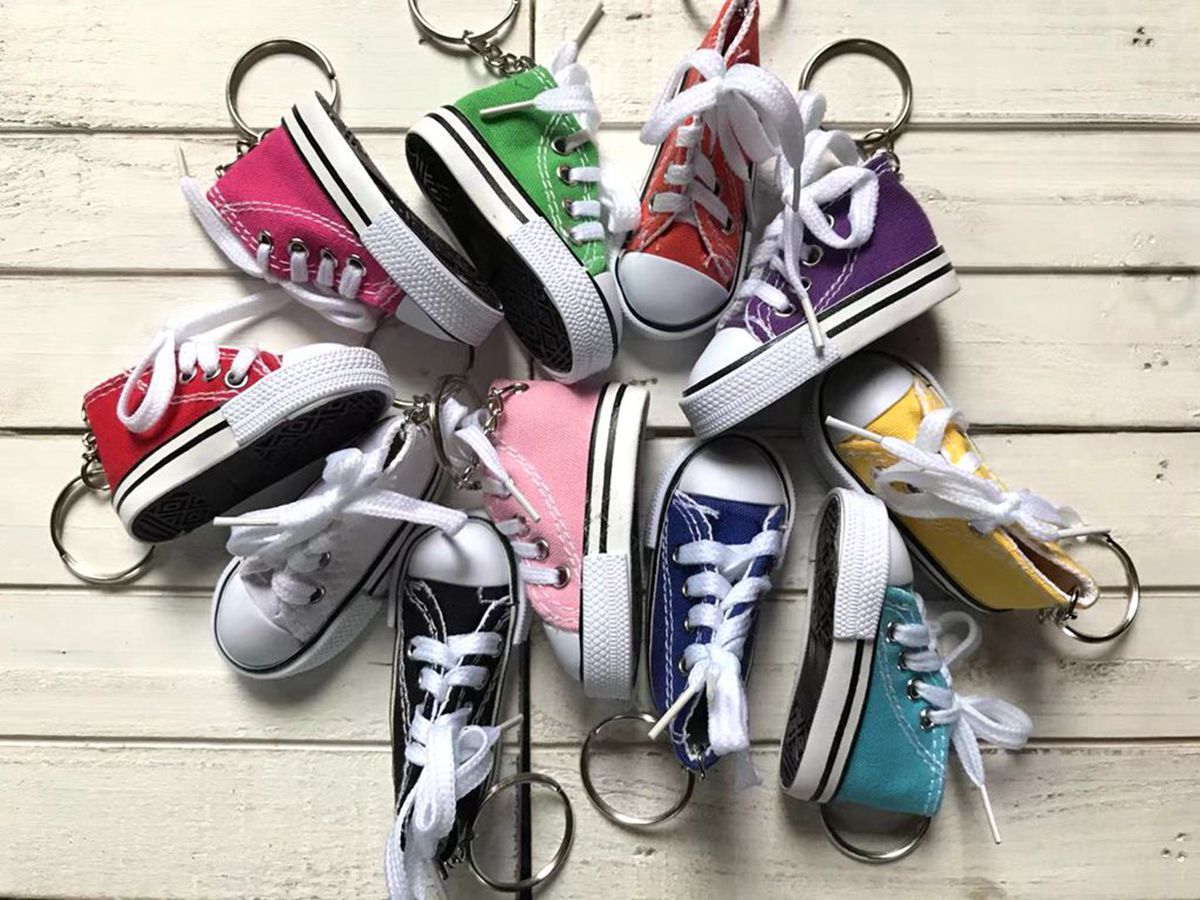 

2021 Keychain Girl Bag Backpack Pendant Small Chain Ornaments Color Mini Canvas Shoes Key, Silver