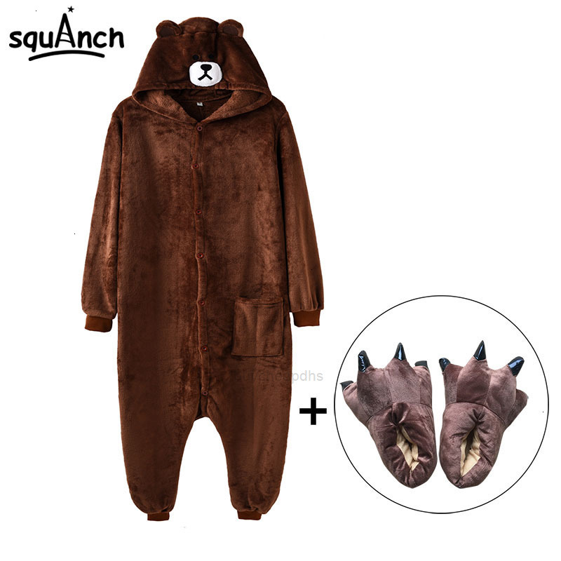 

Slippers Adult Kigurumi Women Men Bear Animal Onesie Cartoon Brown Pajama Funny Festival Party Fancy Suit Zipper Button XHWJ78, Black;red