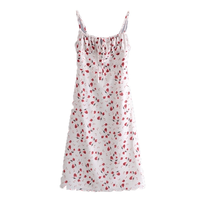 

Summer Dress Floral Print V neck Stretchable Cute Sweat Elegant Fashion Female Casual Streetwear Size L 210524, As the photo