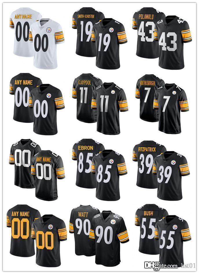 

Custom Men Women Youth Pittsburgh Steelers 19 JuJu Smith-Schuster 39 Minkah Fitzpatrick 11 Chase Claypool Football Jerseys, Black;red