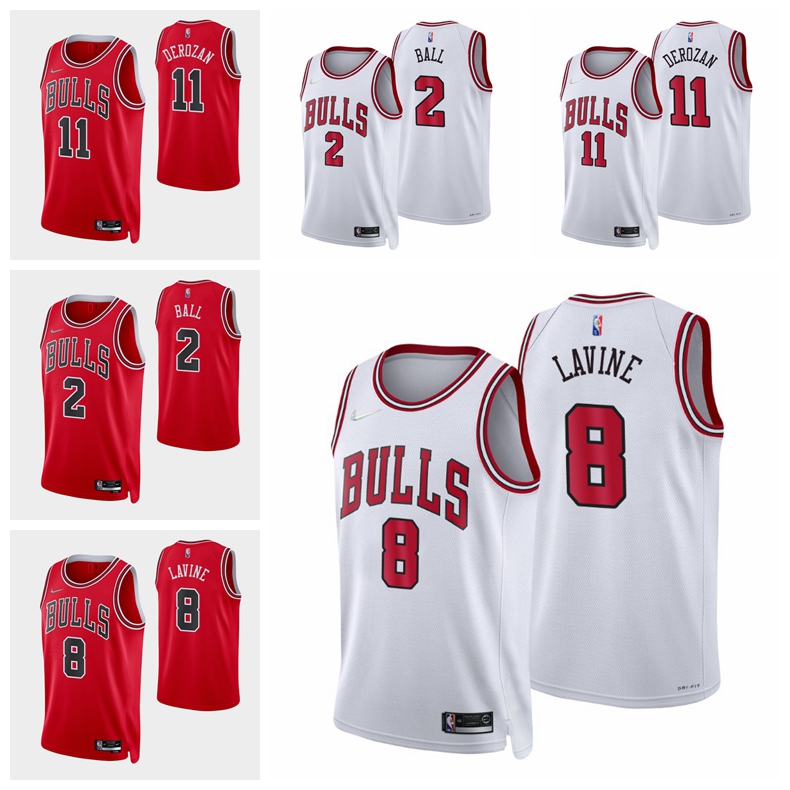 

ChicagoBullsMEN Zach DeMar Lonzo Alex Caruso Ball DeRozan LaVine 2021-22 Basketball 75th Diamond White Jersey, Black