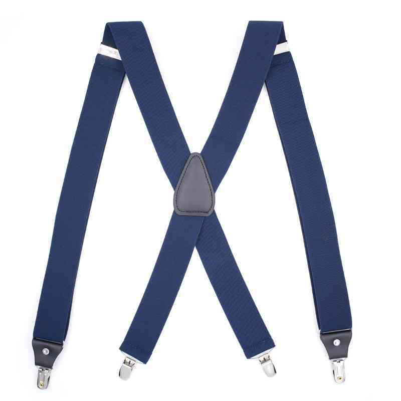 

Mens Work Suspenders Heavy Duty Big Tall 4 Clips X Back Adjustable Elastic Trouser Braces Belts Black Navy for Wedding Events