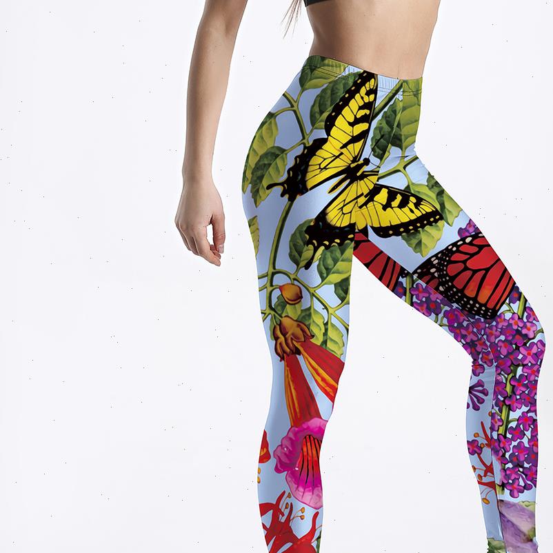 

sell women legging womens spring butterfly flowers leggings digital print pants trousers stretch workout drop, Black
