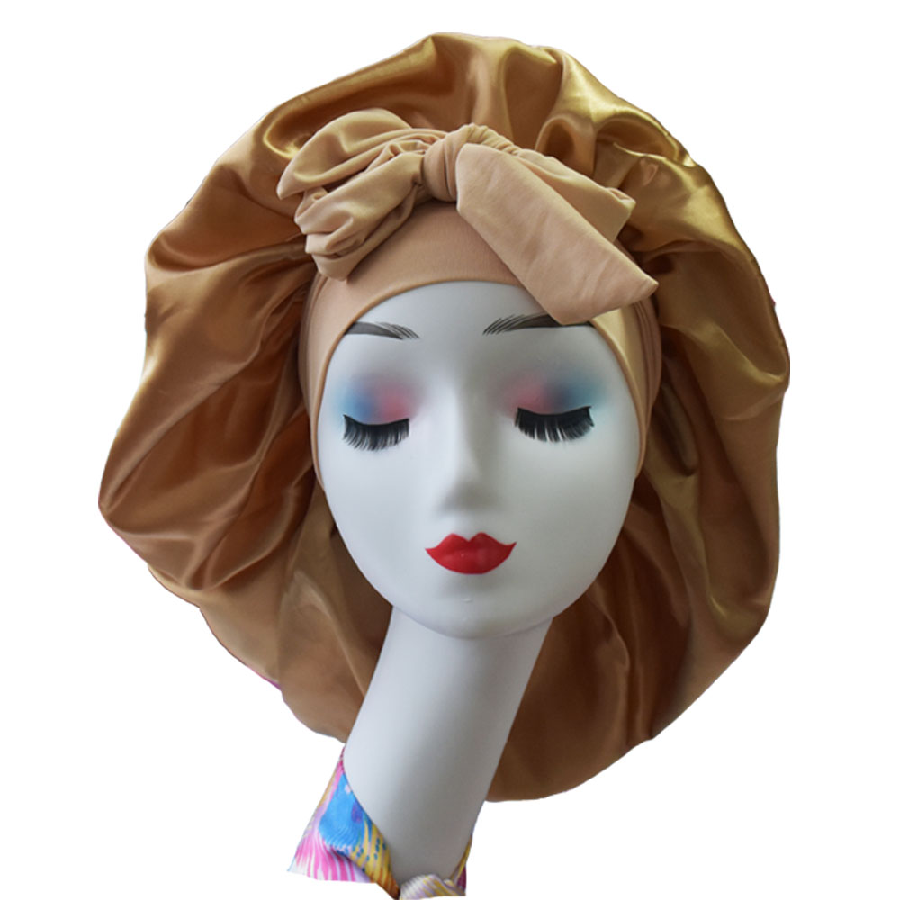 

Women Bonnet high quality custom logo large satin silk hair bonnets sleeping cap homme night cap designer bonnet durags