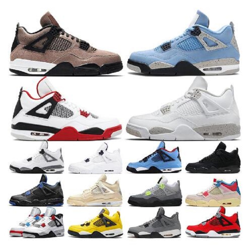 

Low Price 4s Basketball Shoes 4 women mens trainers sneakers University Blue Taupe Haze White Oreo Outdoor Sport chaussures size 36-47, Color 12