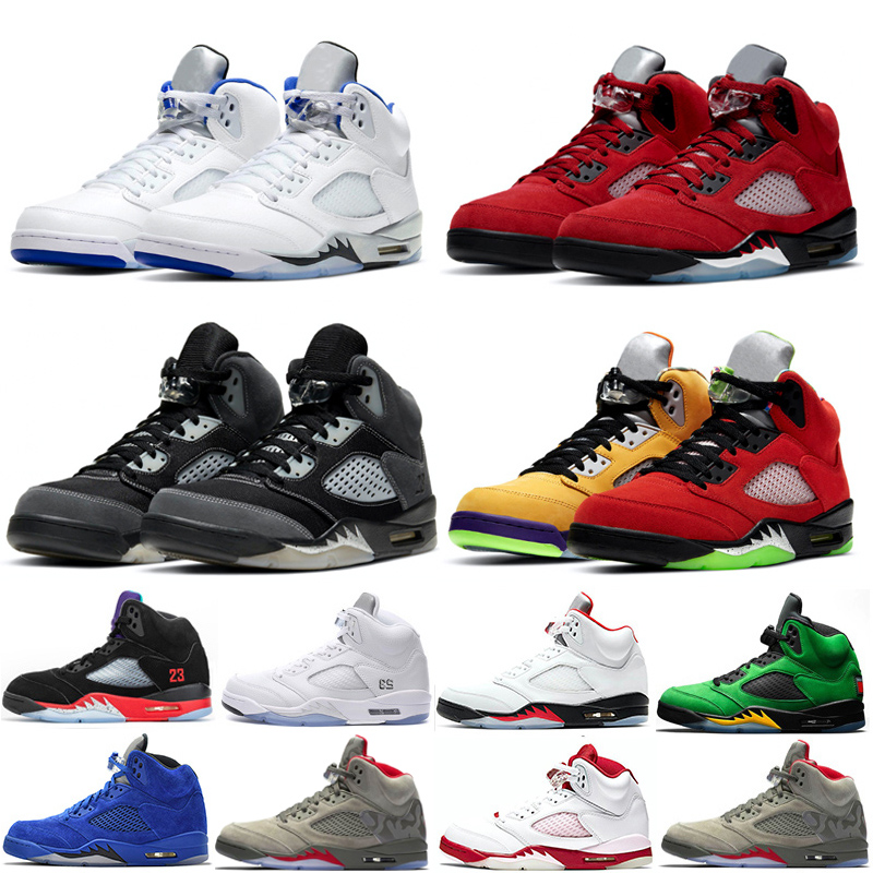 

Anthracite Men 5 5S Basketball Shoes Alternate Bel Raging Bull Stealth Space Jam Island Green Fire Red Oregon Ducks Sneakers Trainers size 40-47