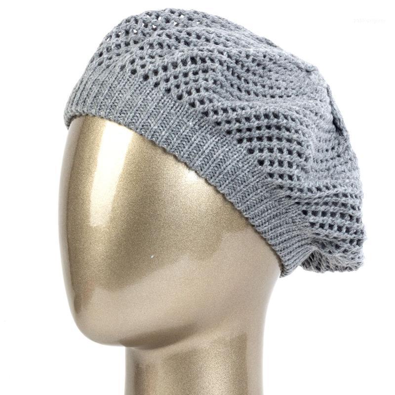 

Berets Women Double Layer Wool Knitted Hat Winter Autumn Warm Hats Solid Color Beret Bonnet Fashion Female Slouchy Hollow Caps, Black