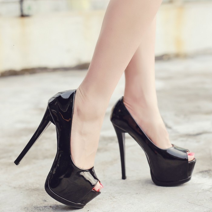 

sandal Women's Shoes High Mouth, Black, Thin Hate Day, 15cm Shoes, Super Tall, Waterproof Platform,, Skin fish mouth