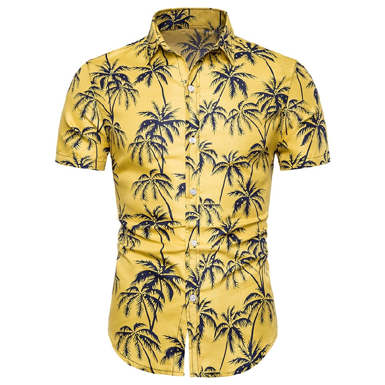

Summer Custom Logo Fashion Casual Hawaiian Shirt Men High Quality Printed Floral Short Sleeve, Color 1