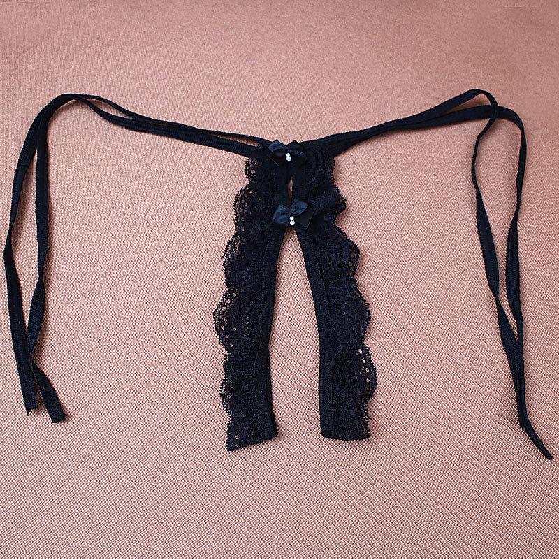 

Women's Panties Large Size Sexy Open File Panties, Female Sense, Seamless Black Temptation, , Free, Low-waisted Pearl Bow Women