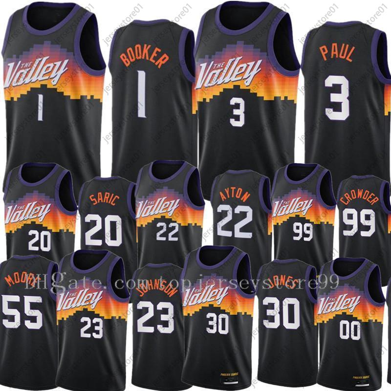 

2021 New Men Suns Chris Paul Devin Booker Basketball Jerseys DeAndre Ayton Swingman City Jersey Black Uniform Crowder Saric Bridges Jalen Smith Johnson Carter Wear, Colour 1