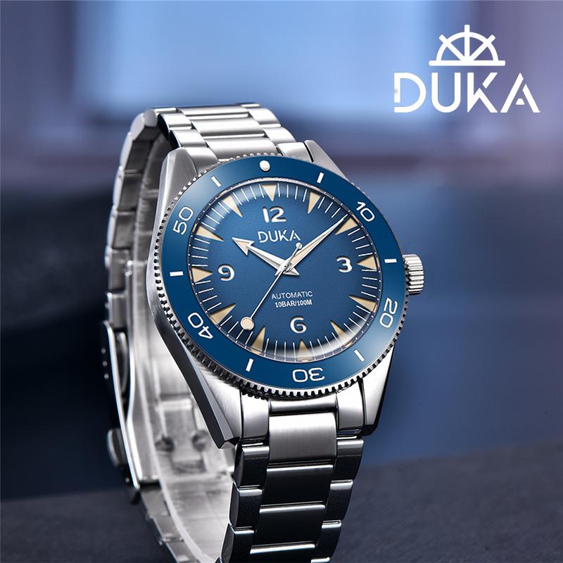 

Wristwatches 2021 DUKA Wrist Watch Top Sapphire Men's Automatic Stainless Steel 100M Waterproof Men Montre Homme, Black