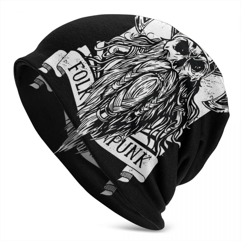 

Berets Bonnet Hats Vikings Men Women's Knitting Hat Viking Metal Winter Warm Cap Beanies Caps, Black