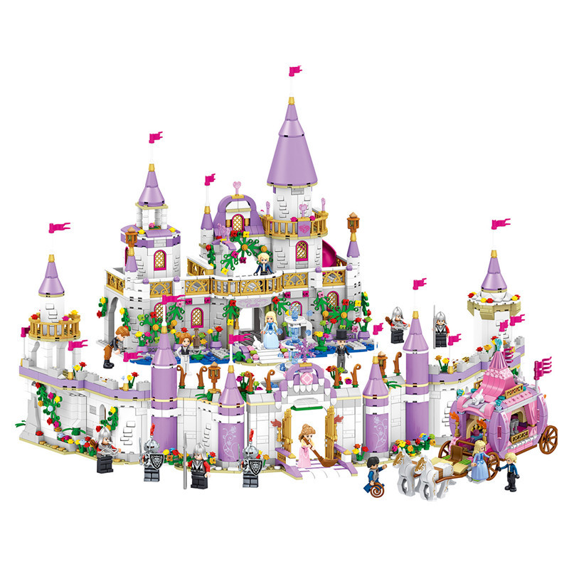 

731PCS Gril Friends Princess Windsor's Castle Cinderella Princess Royal Carriage Model Building Blocks Kit Toys Gift 210330