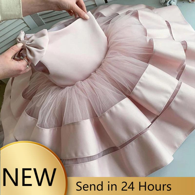 

Girl's Dresses Baby Girl Baptism Dress One Shoulder Christening Gown Ribbon Tulle Tiers Outfit Birthday Party Princess Flower, Red;yellow