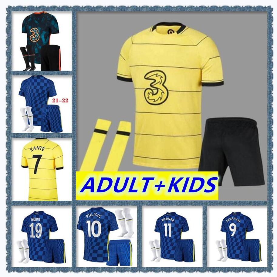 

Adults and kids 21 22 WERNER PULISIC KANTE LUKAKU Men soccer jerseys uniform MOUNT CHILWELL ZIYECH 2021 2022 season home blue Football kits shirts