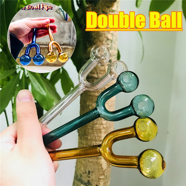 

thick glass oil burner smoking pipes for dry herb tabacco doulbe ball
