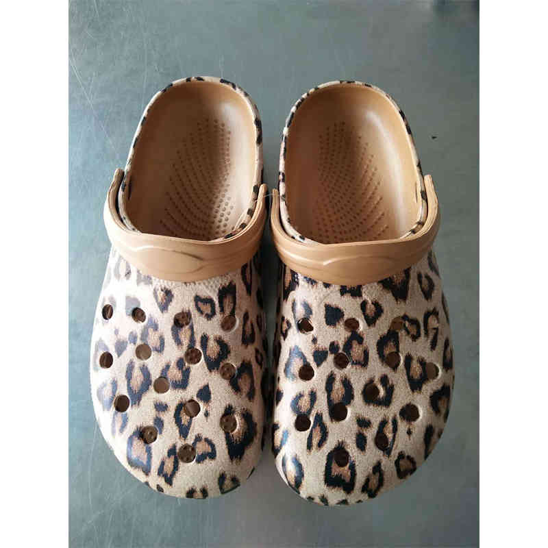 

Sandals Summer Clogs Leopard Men's Beach Women's Flat Bottomed Garden Unisex Animal Print 6NI3, Black