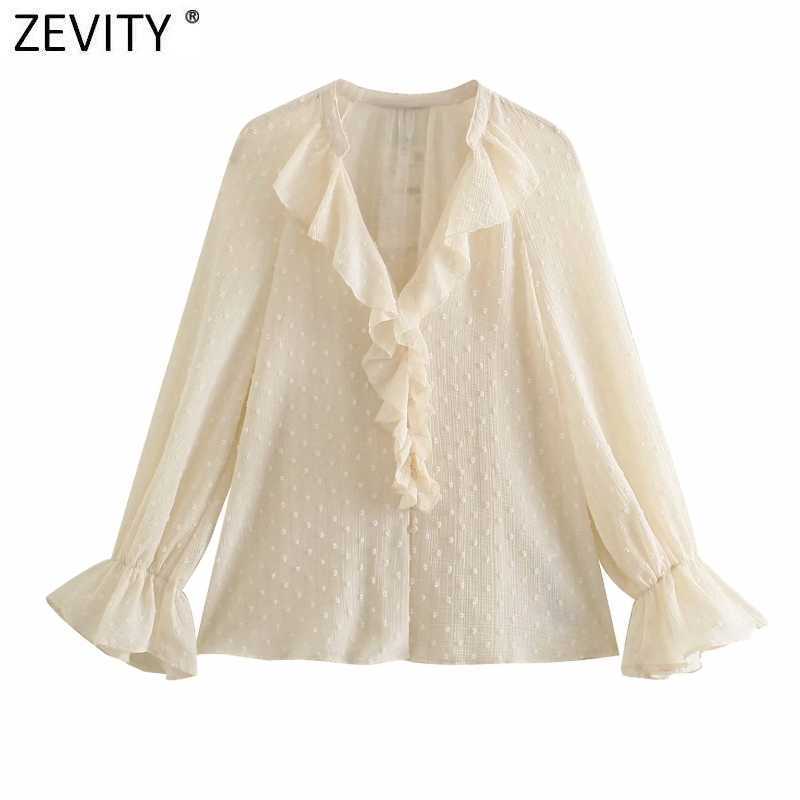 

Zevity Women Fashion Cascading Ruffles V Neck Chiffon Smock Blouse Laidy Elegant Long Sleeve Shirt Chic Retro Blusas Tops LS9000 210603, As pic ls9000bb