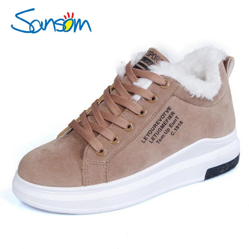 

Boots Women's Shoes Winter Women Warm Fur Plush Lady Casual Lace Up Fashion Sneakers Zapatillas Mujer Platform Snow, Black