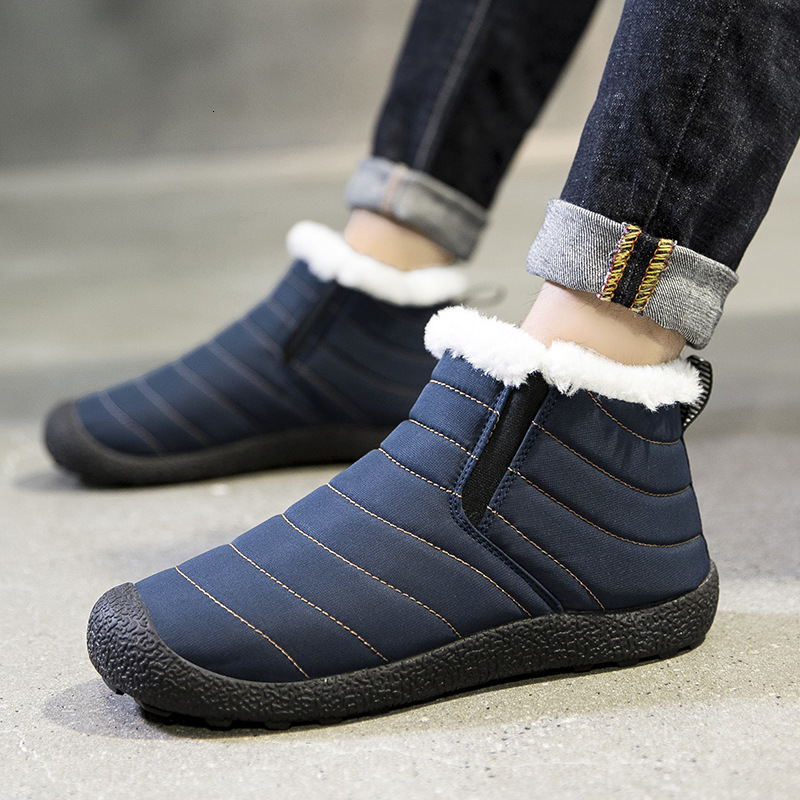 

Boots 2021 Men Waterproof Mans Winter Fashion 's Ankle Shoes for Casual G9G0, Dark blue 2