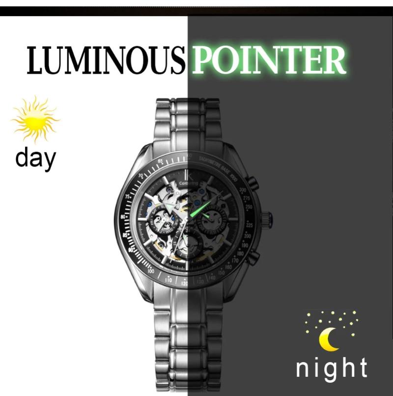 

Wristwatches IK Automatic Mechanical Men's Watch 24-hour Display Hollow Date Sports Casual Simple Fashion Relogio Feminino, 330403