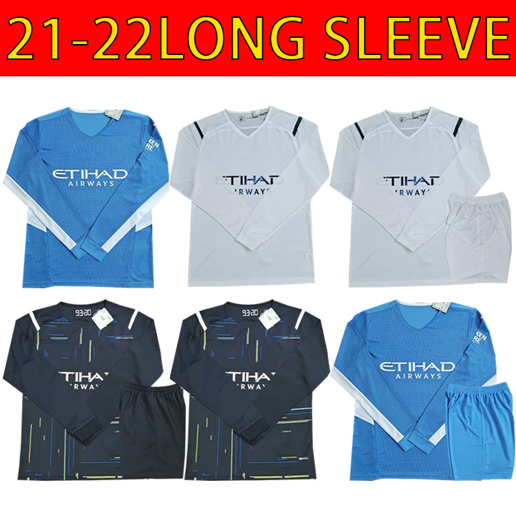 

Top thailand quality Manchester soccer jerseys 21 22 MAN GREALISH CITY STERLING FERRAN DE BRUYNE FODEN 2021 2022 football shirts men Long sl, Black;yellow
