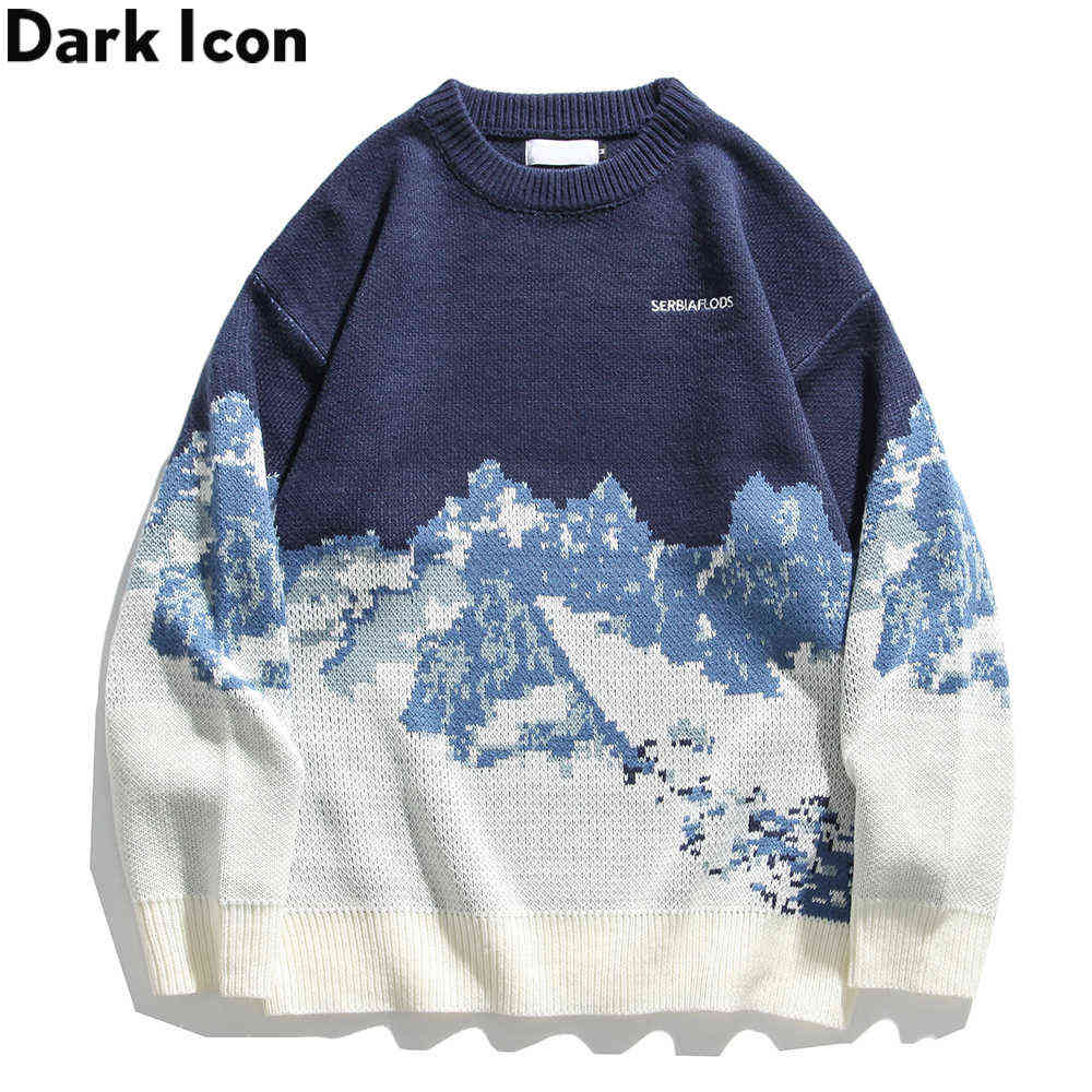 

Mountain Sweater Men Women Korean Style Men's Sweaters Winter Couple Clothing 210603, Blue