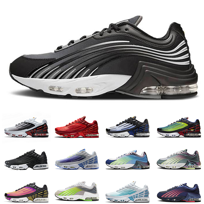 

2021 Top Quality Men Women Running Shoes PLUS TN 2 3 II III Parachute Sunset Red Valor Blue Triple Black White Gold Cool Grey Turned Mens Sneakers 36-46, B50 obsidian 39-45