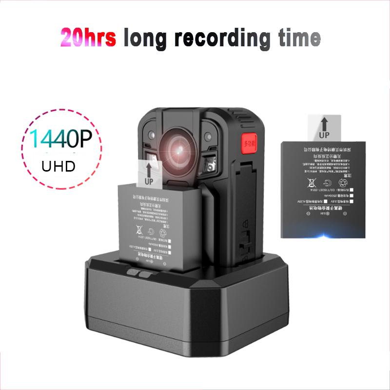 

Digital Voice Recorder 20hrs Recording 1440P 1296P HD H.265 Daul Battery With Dock Body Camera Worn Cam Night Vision Video