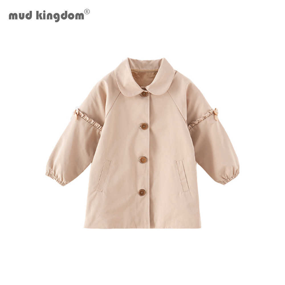 

Mudkingdom Autumn Kids Girl Ruffle Sleeve Trench Coats Baby Girls Windbreaker Long Outerwear Children Clothing 210615, Khaki