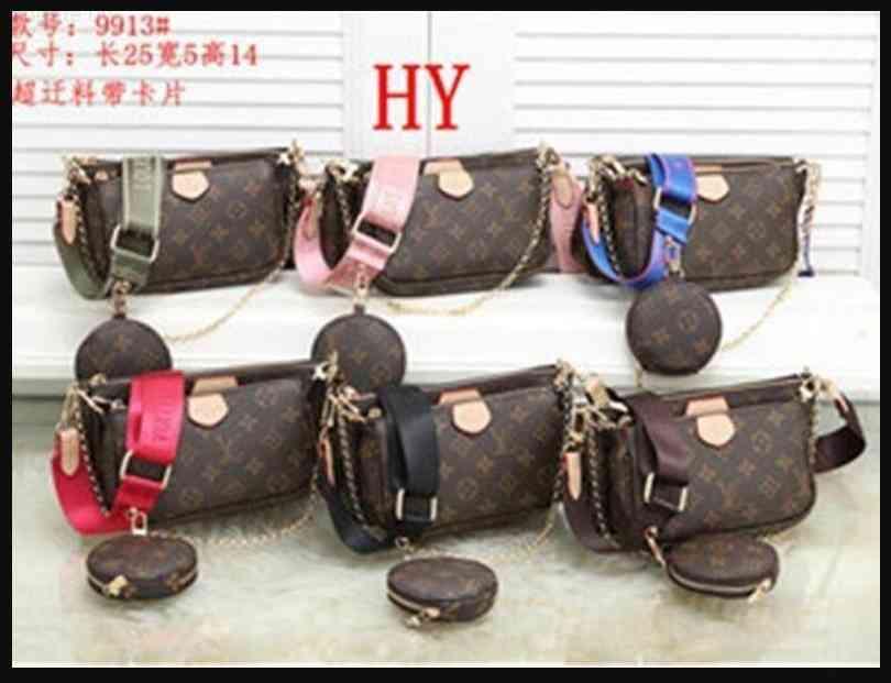 

LV LOUIS bags Vitton Ladies Crossbody Bag Fashion Three-piece Pack