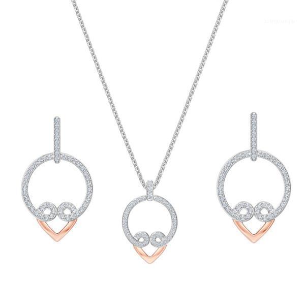 

Pendant Necklaces Swa 1:1 Good Quality White Gold Colour Heart Necklace Friendship For Women Chain Gift 2022 Jewelry, Silver