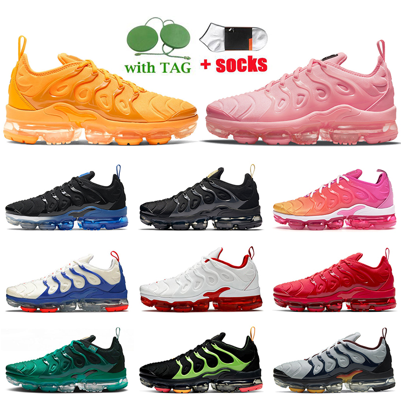 

Outdoor Sports Trainers Women Mens Running Shoes NIK Air Vapormax Plus Tn University Gold Bubblegum Coconut Milk Hyper White Red OFF Vapor M