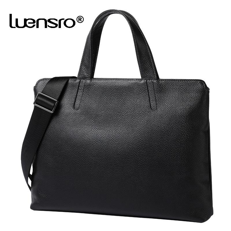 

Briefcases Genuine Leather Men's Handbags Man Business Tote Bag Shoulder Messenger Men Briefcase Laptop