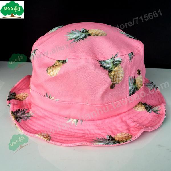 

Cloches Fashion Women Summer Fishing Caps Korean Style Outdoor Sun Hat Cute Pineapple Fruit Printed Bucket Hats